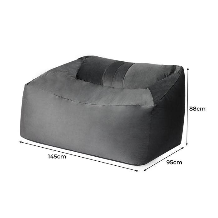 Ottoman Bean Bag Chair Cover Soft Velevt Home Game Seat Lazy Sofa 145cm Length