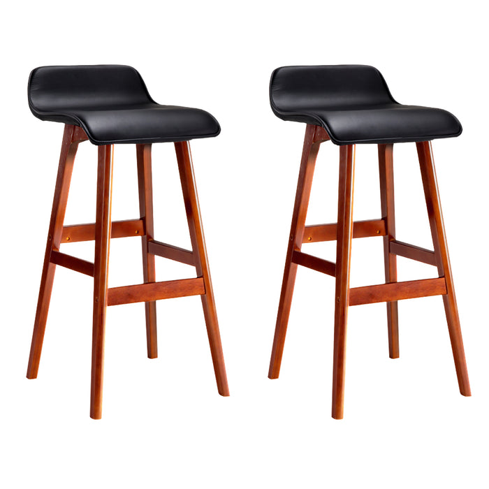 Set of 2 Premium Wave 74cm Footrest Barstools in Black