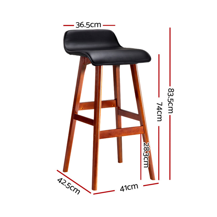 Set of 2 Premium Wave 74cm Footrest Barstools in Black