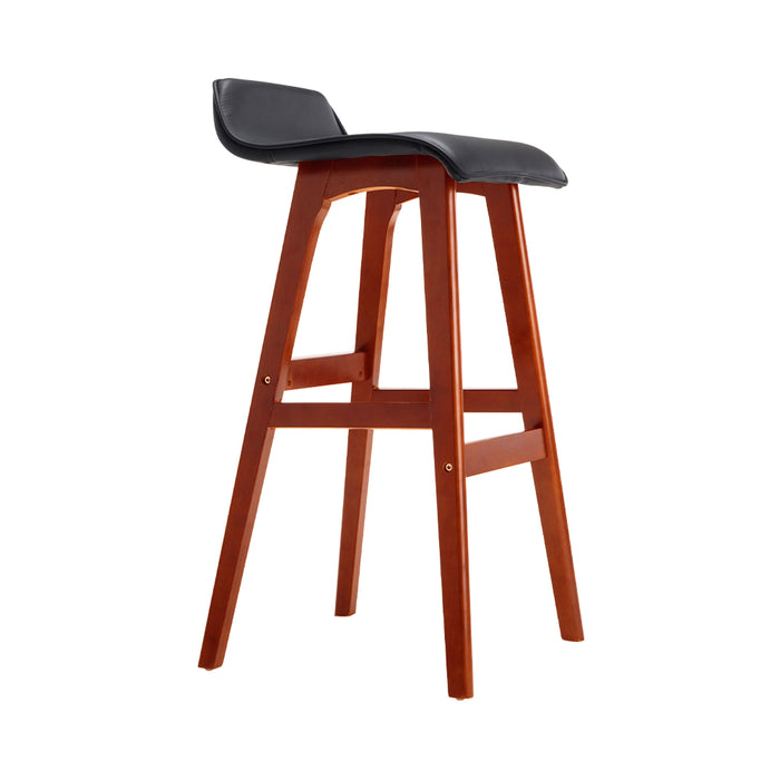 Set of 2 Premium Wave 74cm Footrest Barstools in Black
