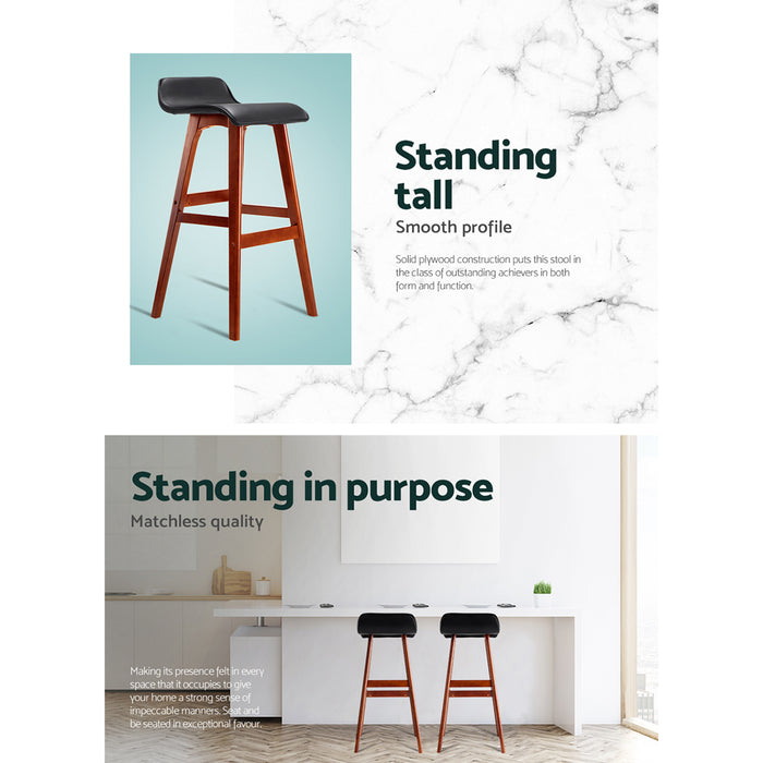 Set of 2 Premium Wave 74cm Footrest Barstools in Black