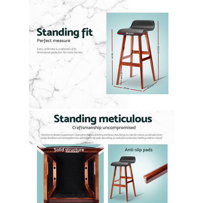 Set of 2 Premium Wave 74cm Footrest Barstools in Black