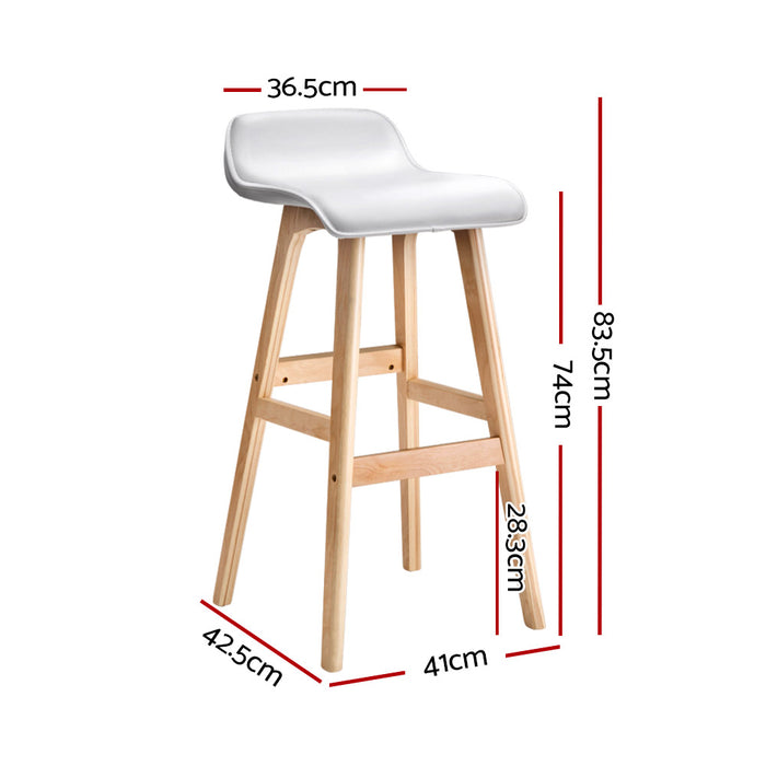 Set of 2 Premium Wave 74cm Barstools in White