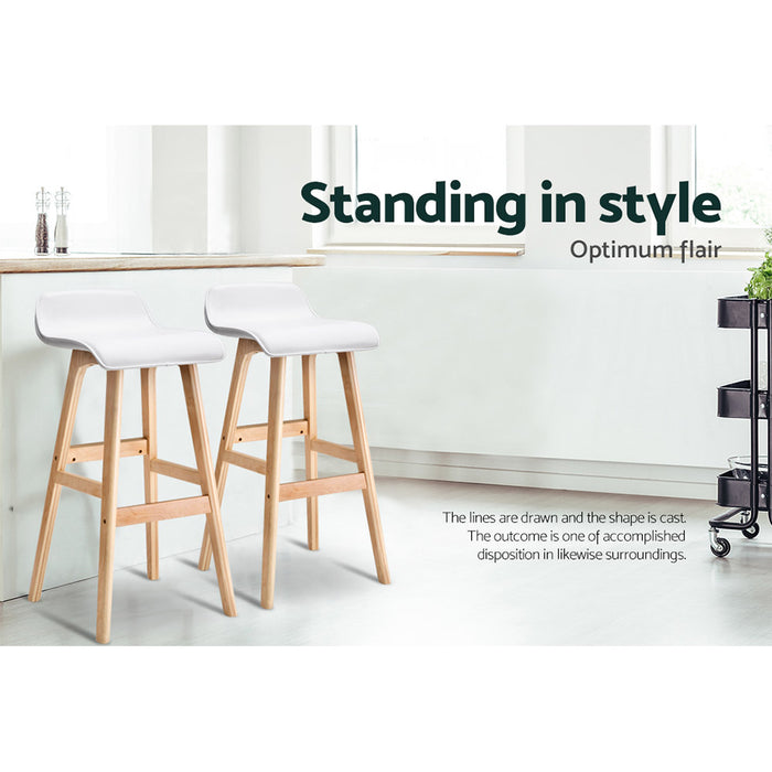 Set of 2 Premium Wave 74cm Barstools in White