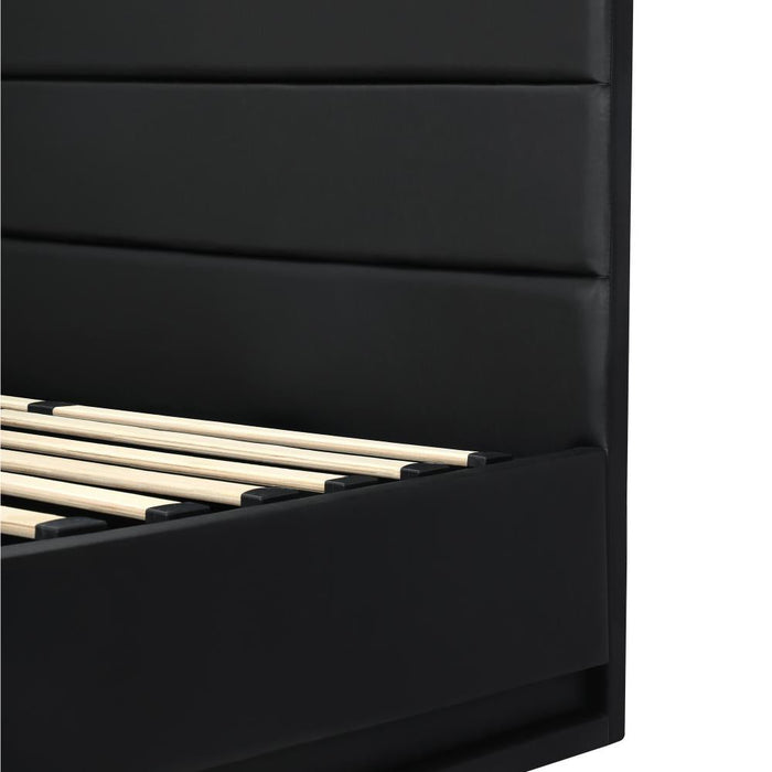 Carlo Supreme PU Leather LED Frame Gas Lift Storage Bed | Black LED Bed Frame | 3 Sizes