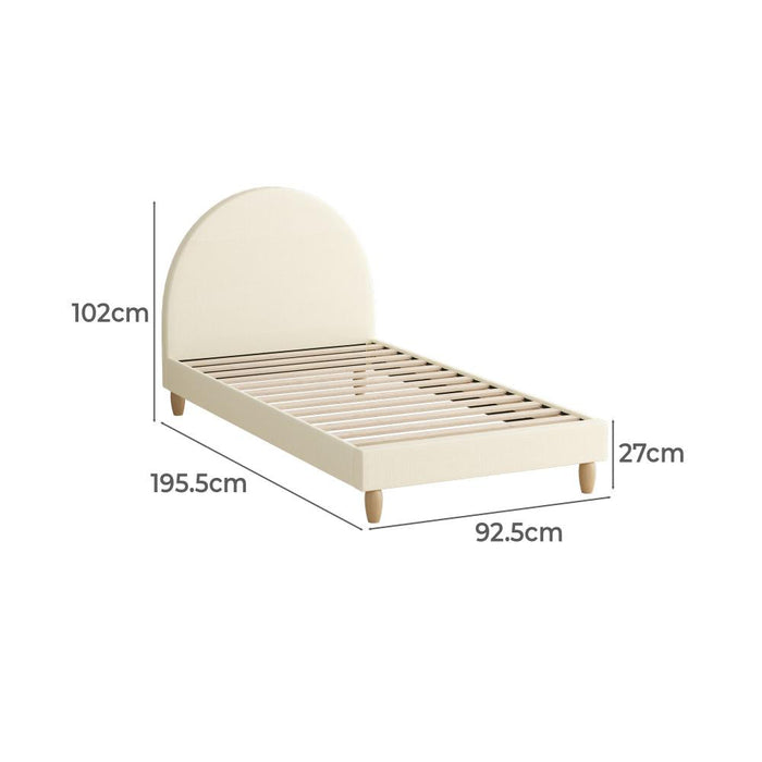 Teddy Millie Beige Fabric Round Bed | Arched Cushioned Touch Beige Upholstered Premium Fabric Bed Frame | 5 Sizes