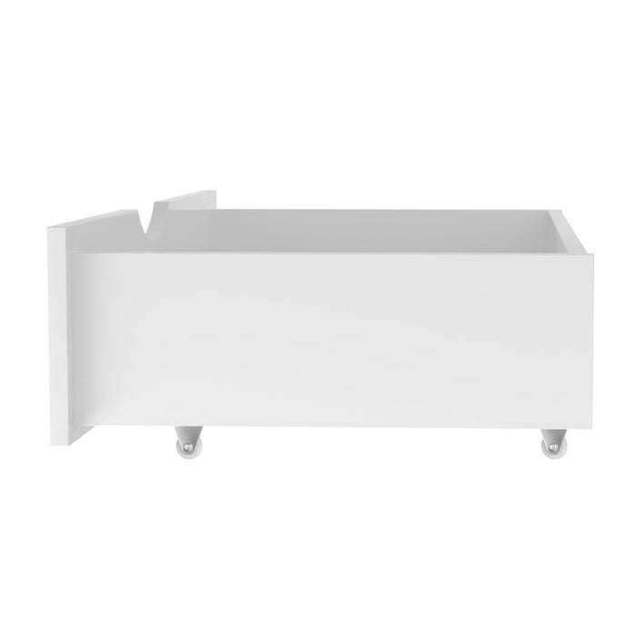Set of Space Saving Bed Frame Storage Drawers | Wheel Slider Timber Trundle for Wooden Bed Frame Base in White
