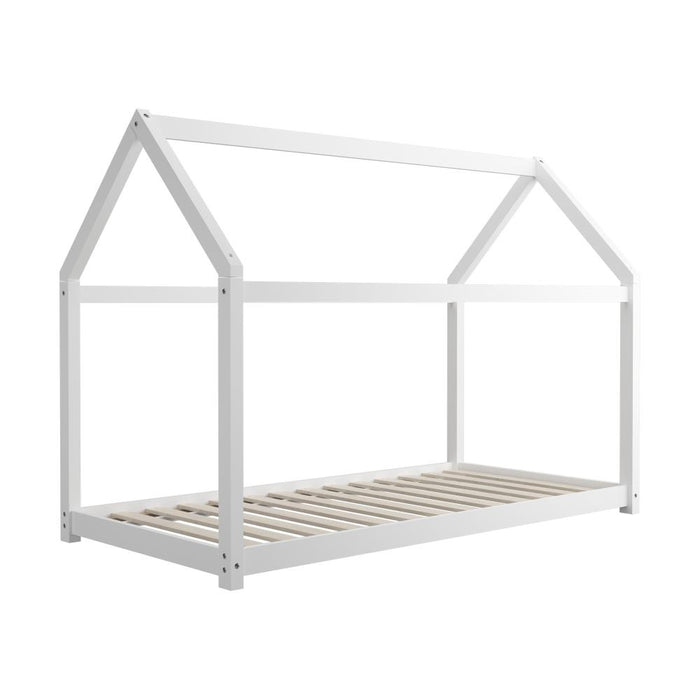 Funzee Kids House Style Canopy Bed in Single Size | White Kids Low Lie Platform Bed