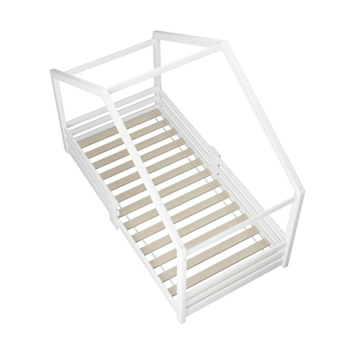 Funzee II Kids House Style Canopy Bed in Single Size | White Kids Low Lie Platform Bed
