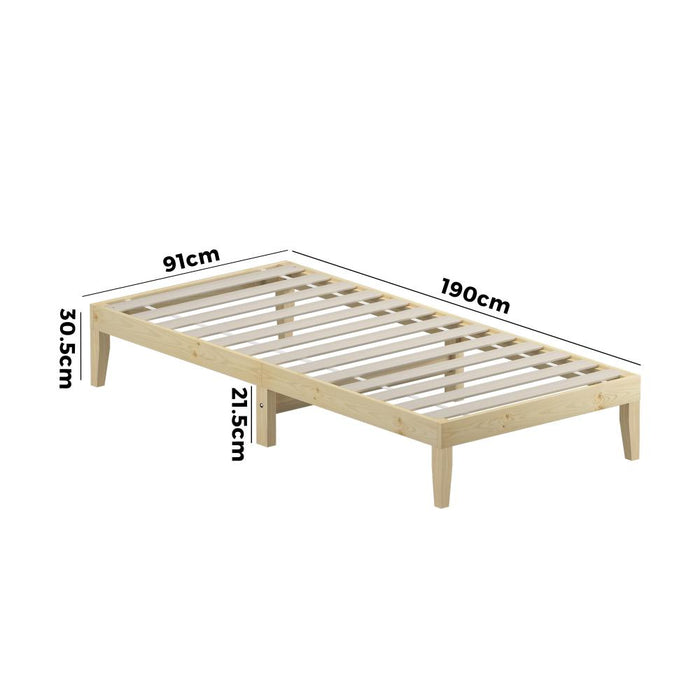 Milano High Quality Wooden Timber Bed Base in Single Size | Easy Assembly Modern Mattress Base Bed
