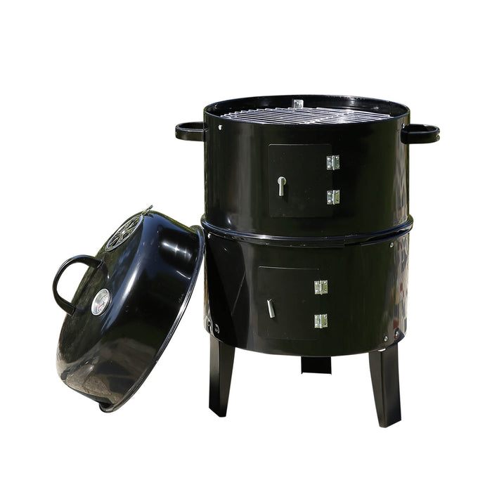 Grillz 3 in1 Charcoal BBQ Grill Smoker | Portable Outdoor Barbecue Roaster