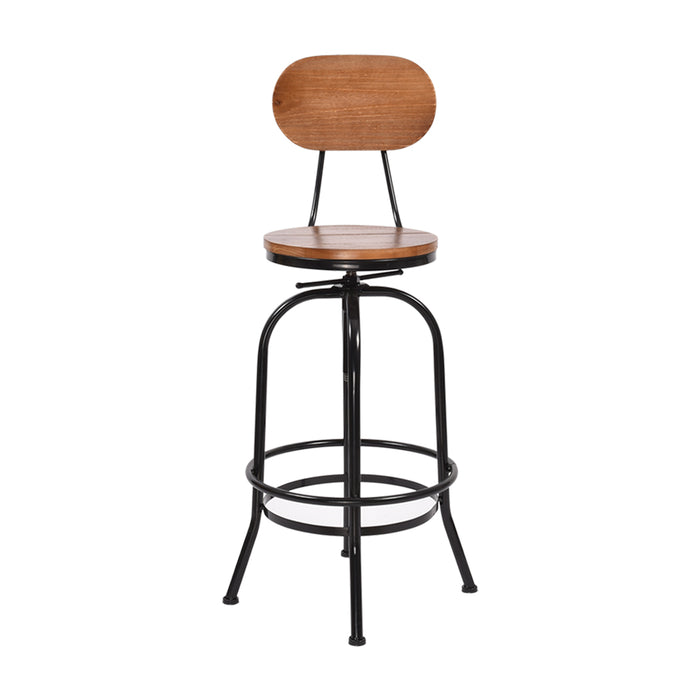 Set of Two Vintege Industrial Bar Stools | Wooden Swivel Kitchen Barstools in Black