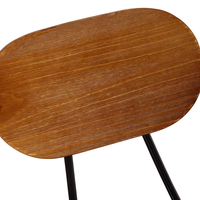 Set of Two Vintege Industrial Bar Stools | Wooden Swivel Kitchen Barstools in Black