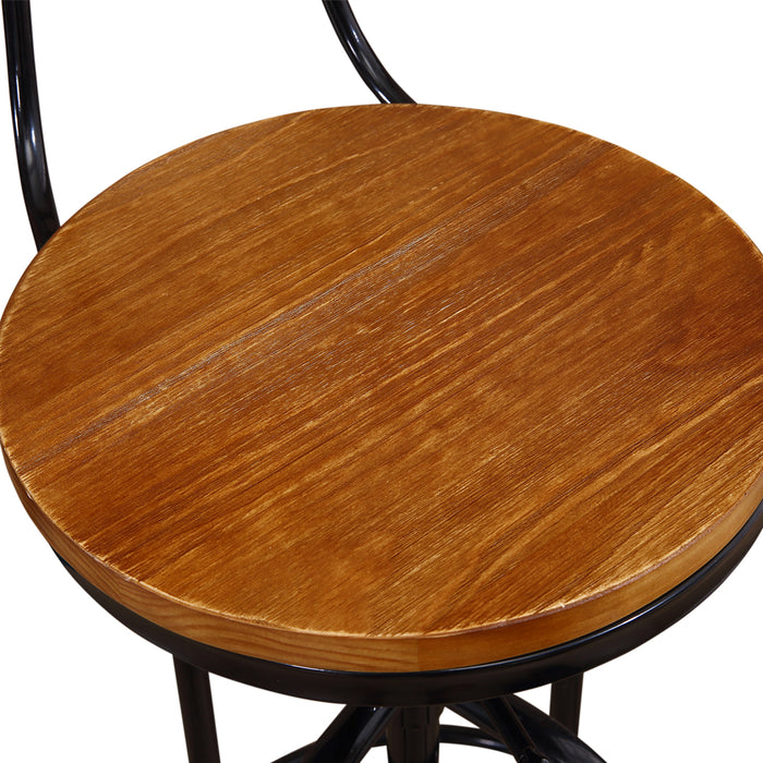 Set of Two Vintege Industrial Bar Stools | Wooden Swivel Kitchen Barstools in Black