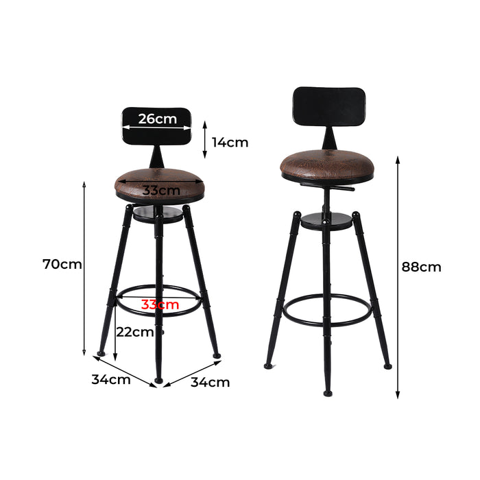 Set of Two Imola Industrial Bar Stools | Wooden Swivel Kitchen Barstools in Black