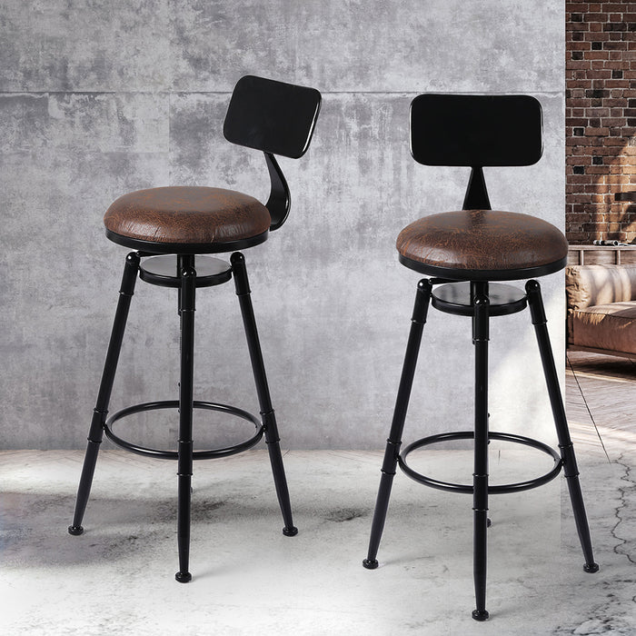 Set of Two Imola Industrial Bar Stools | Wooden Swivel Kitchen Barstools in Black