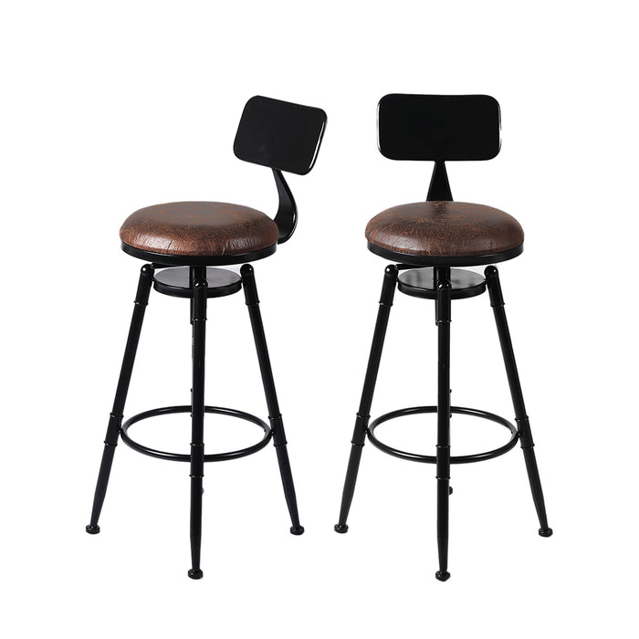 Set of Two Imola Industrial Bar Stools | Wooden Swivel Kitchen Barstools in Black