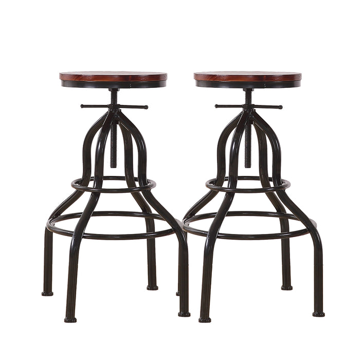 Set of Four Aston Industrial Bar Stools | Wooden Swivel Kitchen Barstools in Black
