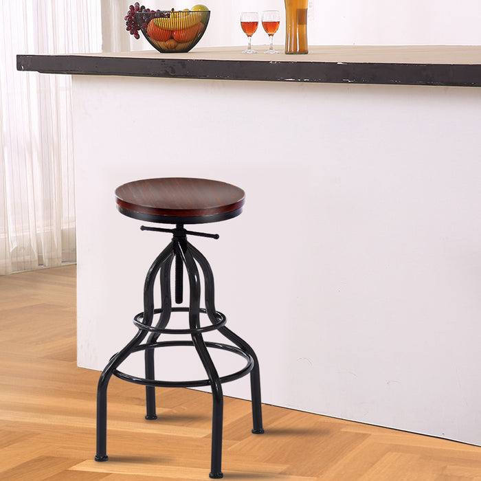 Set of Four Aston Industrial Bar Stools | Wooden Swivel Kitchen Barstools in Black