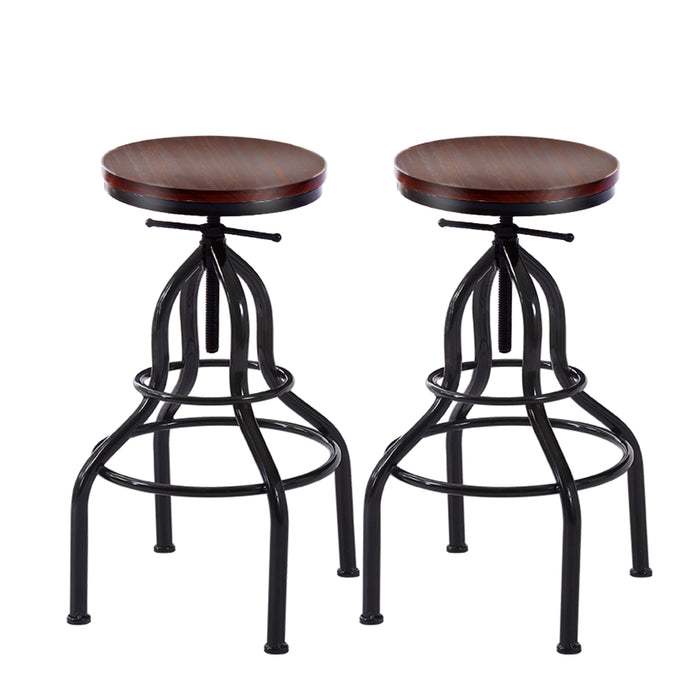 Set of Four Aston Industrial Bar Stools | Wooden Swivel Kitchen Barstools in Black