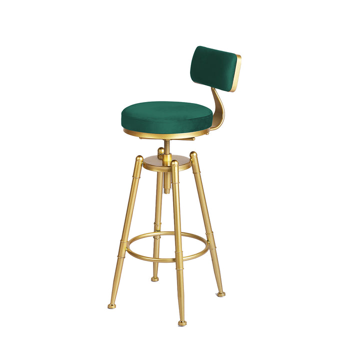 Natiq Gas Lift Velvet Bar Stool | Kitchen Swivel Barstools in Gold