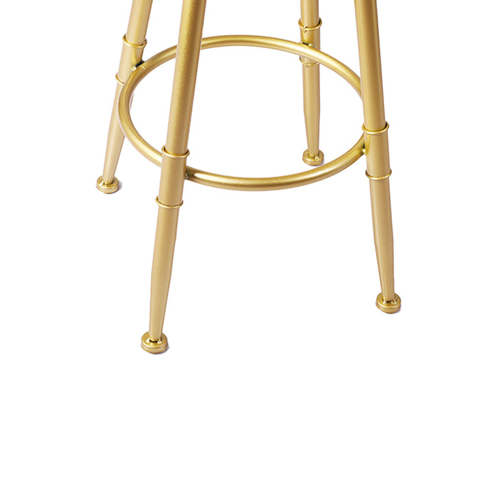 Natiq Gas Lift Velvet Bar Stool | Kitchen Swivel Barstools in Gold