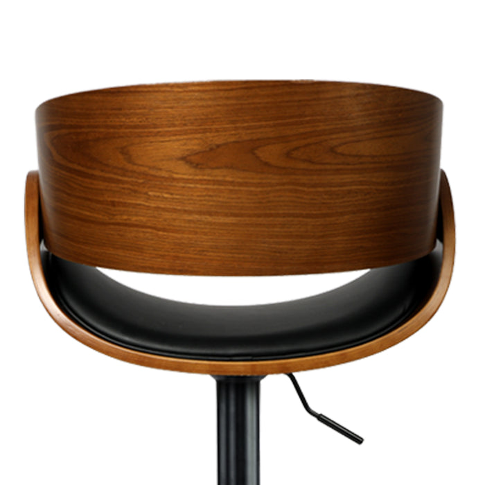Gulieta Gas Lift Wooden Bar Stool | Kitchen Swivel Barstools in Black