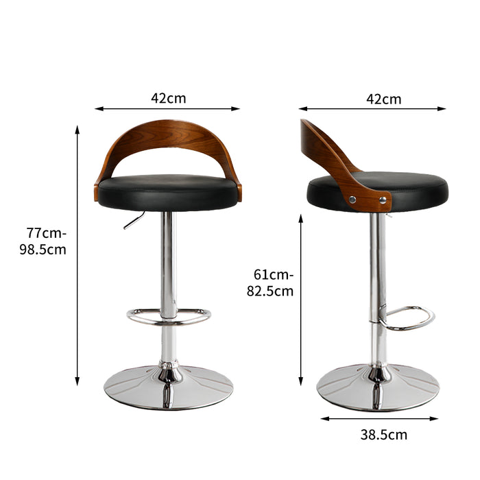 Marcie Gas Lift Wooden Beech Kitchen Bar Stool | Stool Metal Black Barstools