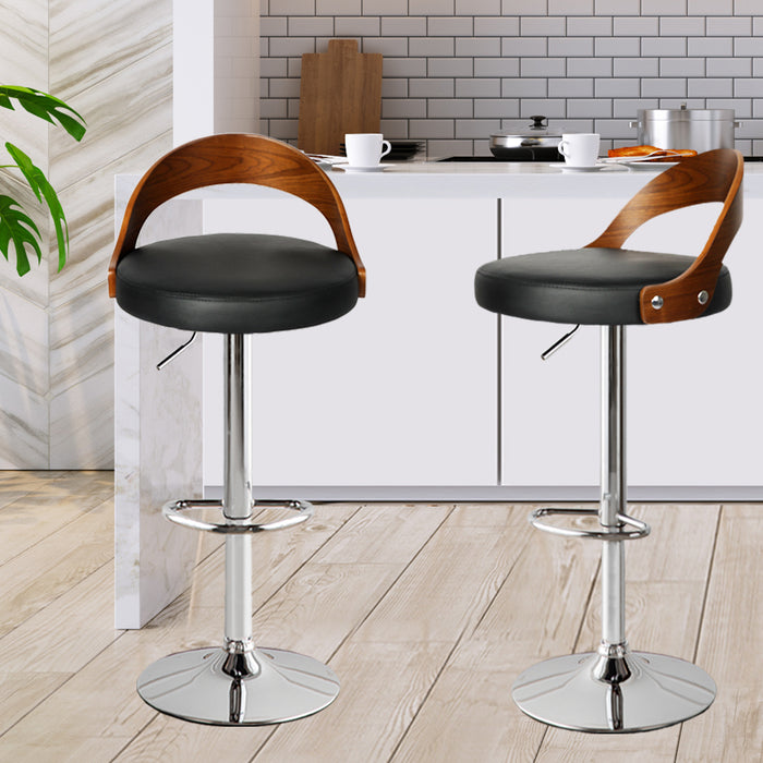 Marcie Gas Lift Wooden Beech Kitchen Bar Stool | Stool Metal Black Barstools