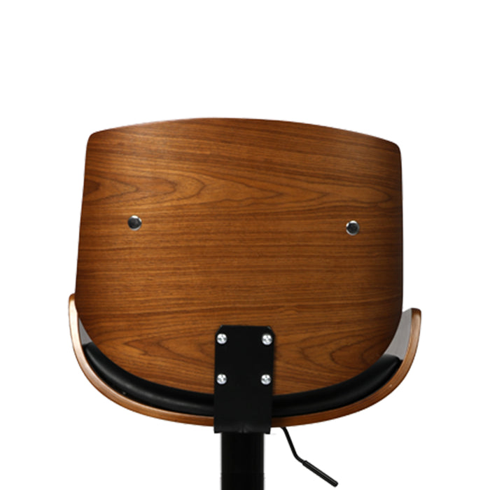 Cartia 1x Gas Lift Wooden Bar Stool | Kitchen Swivel Barstool in Black