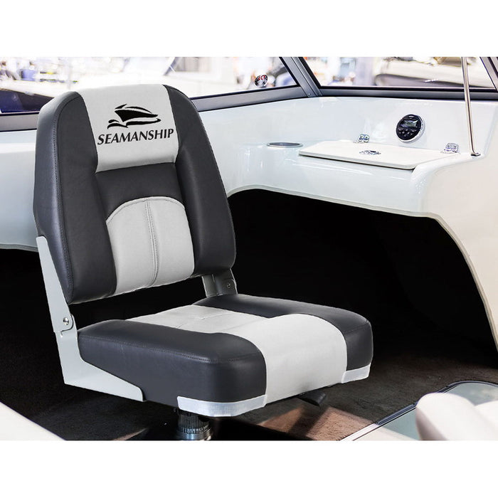 Set of Two Folding Boat Seats | All Weather Swivels Marine Seats Grey