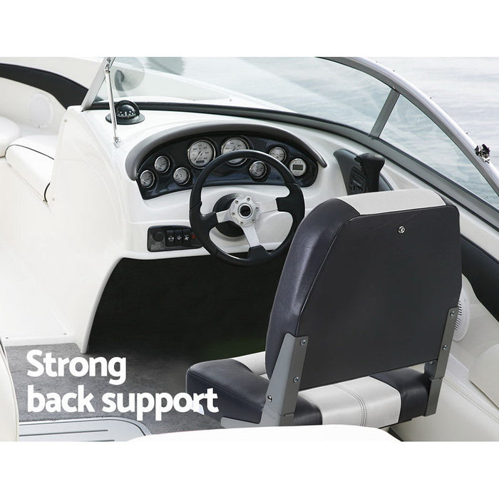 Set of Two Folding Boat Seats | All Weather Swivels Marine Seats Grey