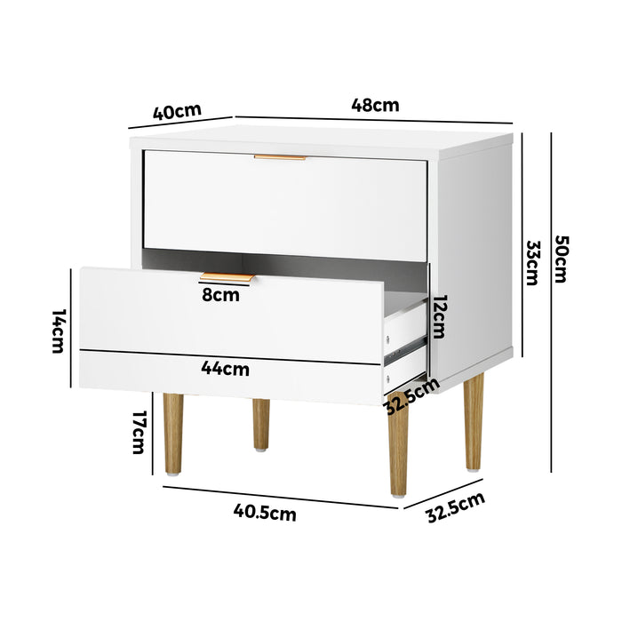 Milo Modern Bedside Table | Stylish Nightstand Cabinet by Oikiture in White
