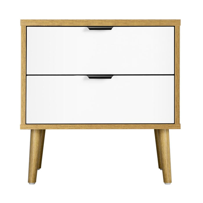Milo Modern Bedside Table | Stylish Nightstand Cabinet by Oikiture in Wood White