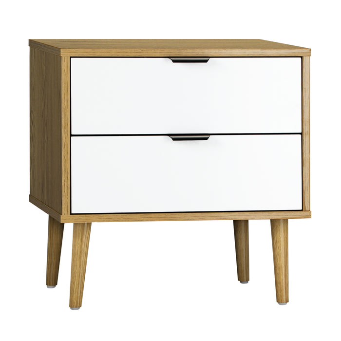 Milo Modern Bedside Table | Stylish Nightstand Cabinet by Oikiture in Wood White