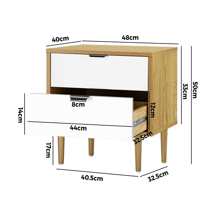 Milo Modern Bedside Table | Stylish Nightstand Cabinet by Oikiture in Wood White