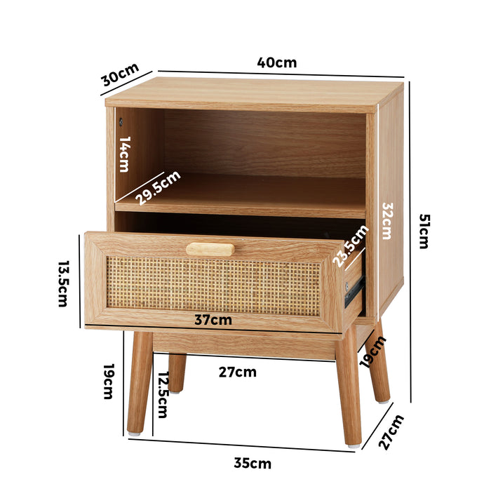 Carlo Rustic Bedside Table | Stylish Nightstand Cabinet by Oikiture