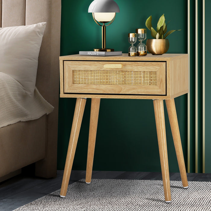 Carlo Slim Rustic Bedside Table | Stylish Nightstand Cabinet by Oikiture