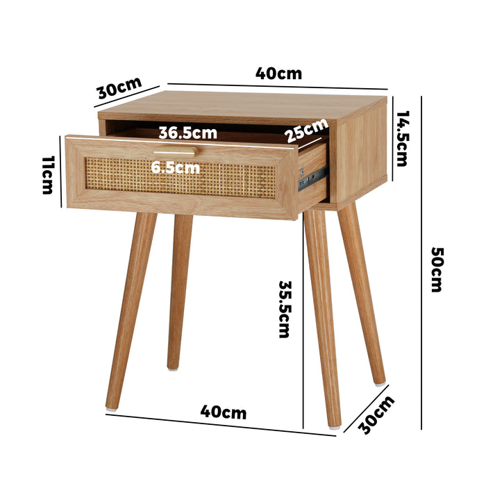 Carlo Slim Rustic Bedside Table | Stylish Nightstand Cabinet by Oikiture