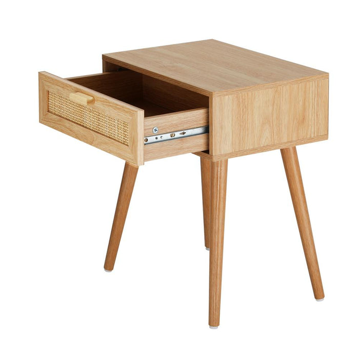 Centrum Rattan Modern Bedside Table | Versatile Drawer Nightstand Table