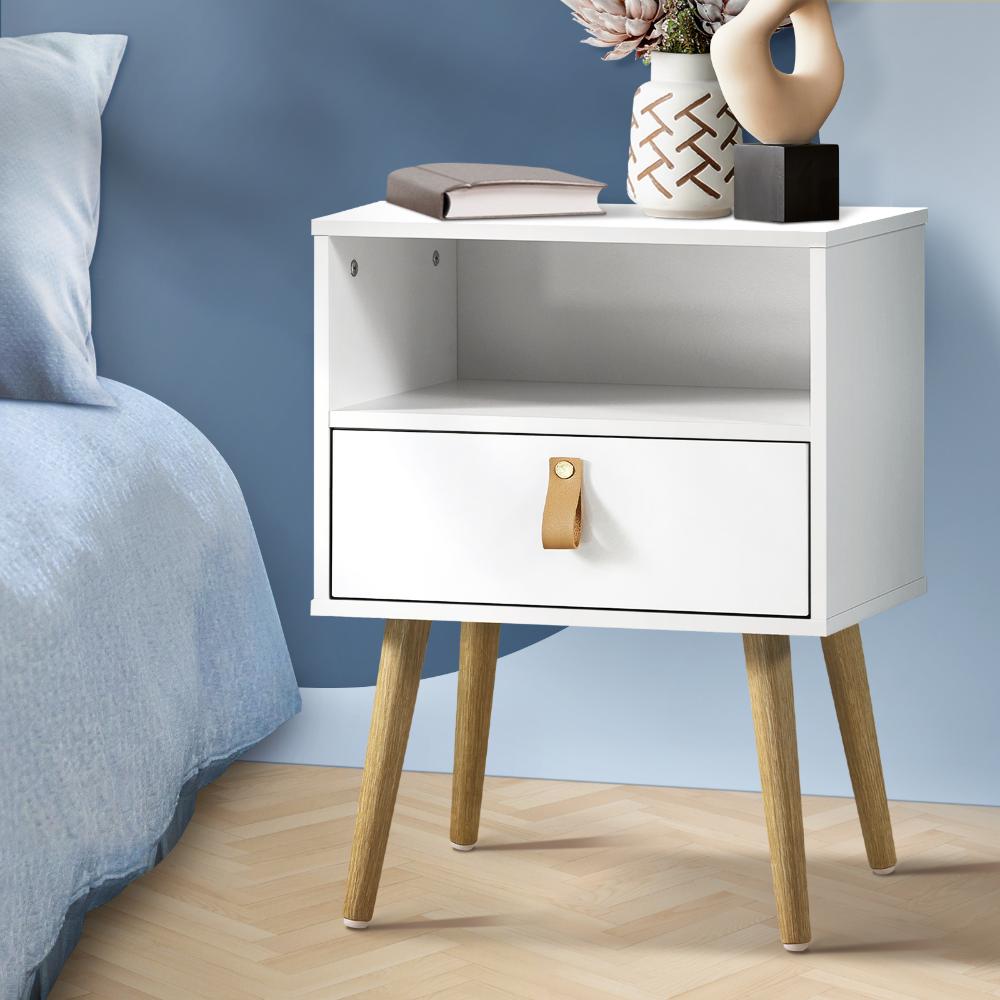 Nordi Slimline Bedside Table with Drawer Scandi Style Bedside Table
