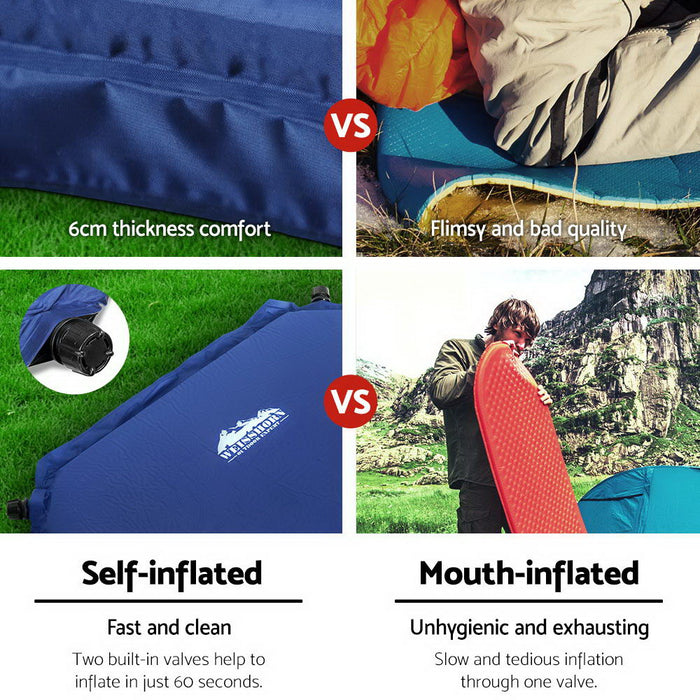 Quick Easy Single Size Self Inflating Mattress Mat | Portable Camping Bed