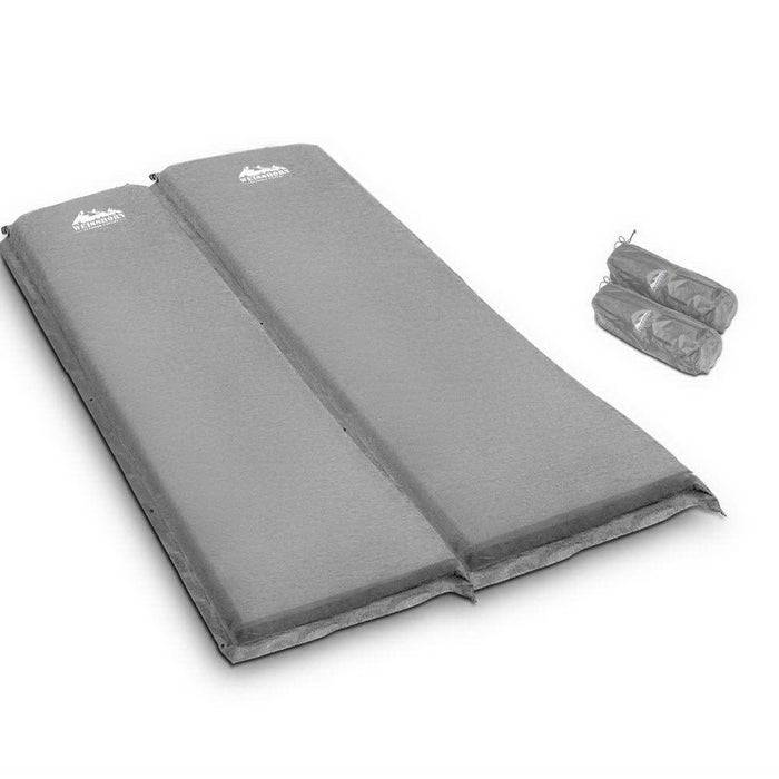 Quick Easy Double Size Self Inflating Mattress Mat 10CM Thick | Camping Bed Grey