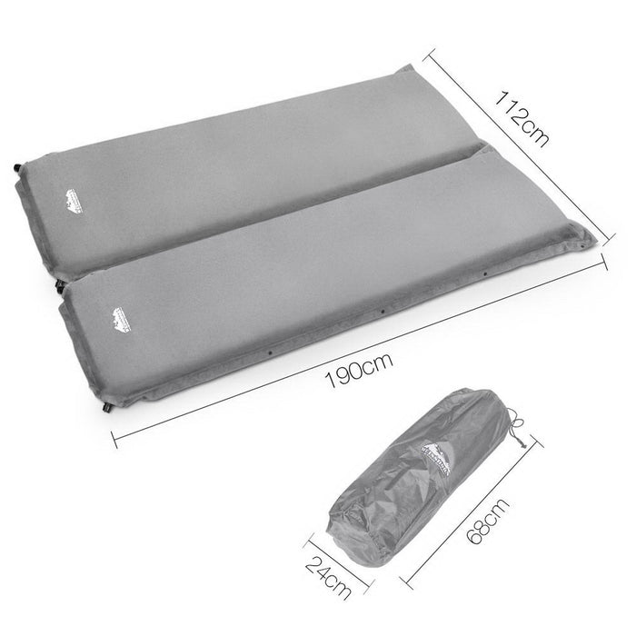 Quick Easy Double Size Self Inflating Mattress Mat 10CM Thick | Camping Bed Grey