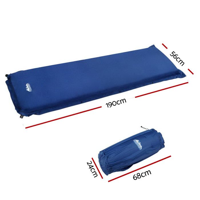 10cm Deluxe Quick Self Inflating Single Size Matress Pad - Blue