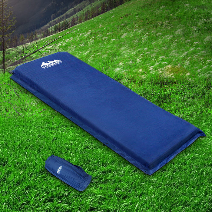 10cm Deluxe Quick Self Inflating Single Size Matress Pad - Blue