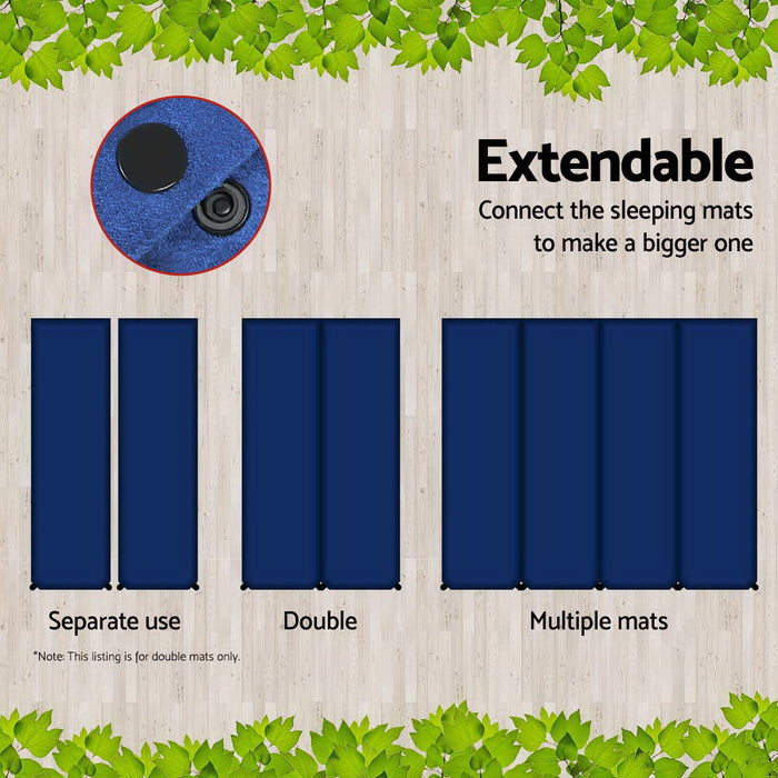 Quick Easy Double Size Self Inflating Mattress Mat 10CM Thick | Camping Bed Navy