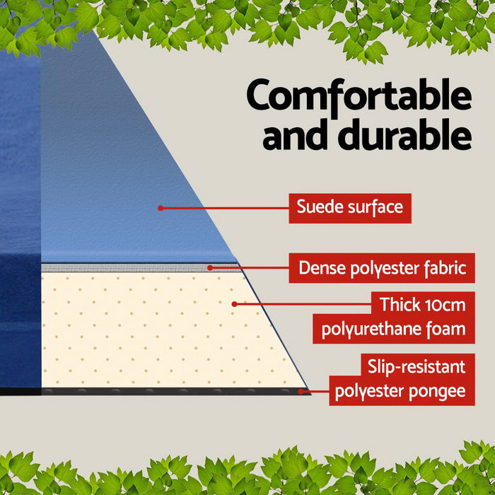 Quick Easy Double Size Self Inflating Mattress Mat 10CM Thick | Camping Bed Navy