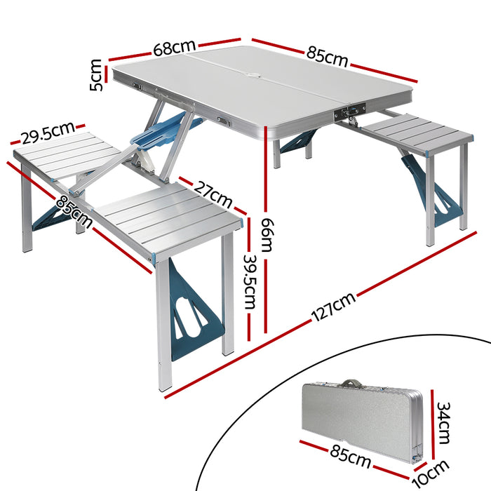 85cm Folding Strong Aluminium Portable Camping Table and Chair Set