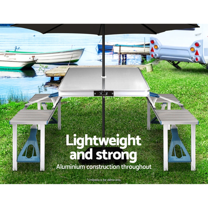 85cm Folding Strong Aluminium Portable Camping Table and Chair Set